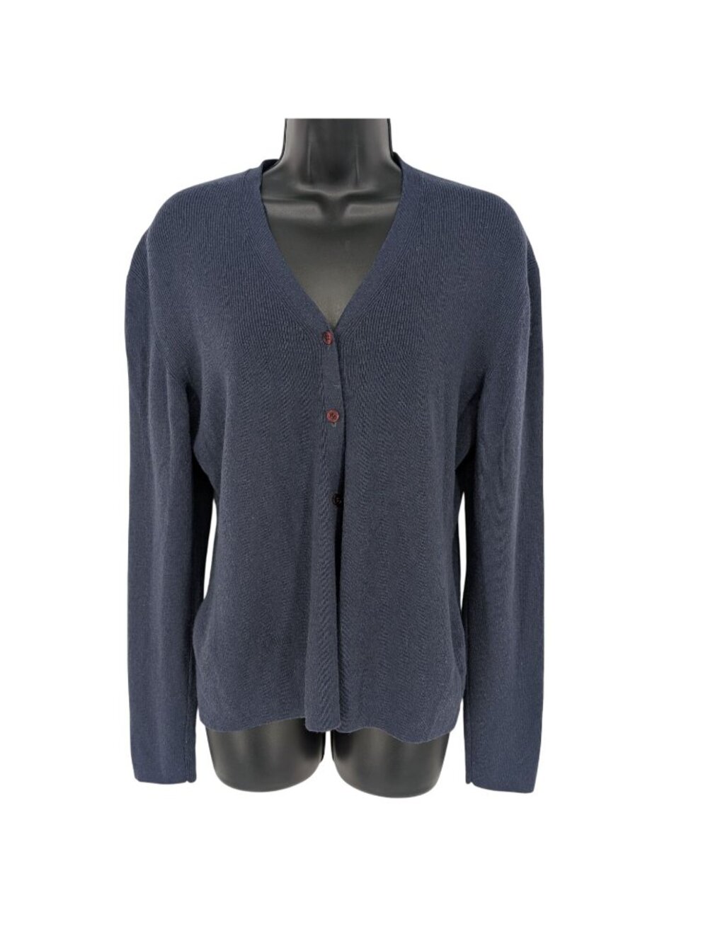 MAG Cashmere Cardigan V Neck Button Front Minimalist Quiet Luxury Office Large